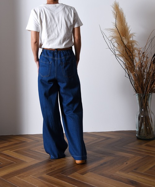 folka（フォルカ）の「1- 綿麻デニム ワイドパンツ  綿  麻 デニム ワイド パンツ ジーンズ コットン（デニムパンツ・レディース・ワンウォッシュ/ダークインディゴブルー/ライトインディゴブルー・FREE）」の17枚目の写真