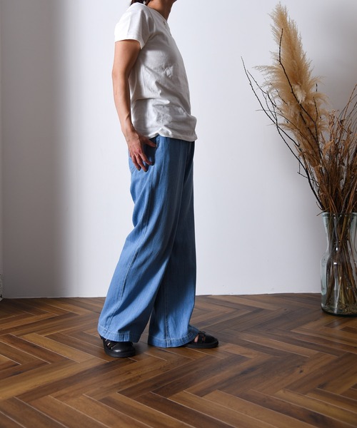 folka（フォルカ）の「1- 綿麻デニム ワイドパンツ  綿  麻 デニム ワイド パンツ ジーンズ コットン（デニムパンツ・レディース・ワンウォッシュ/ダークインディゴブルー/ライトインディゴブルー・FREE）」の18枚目の写真