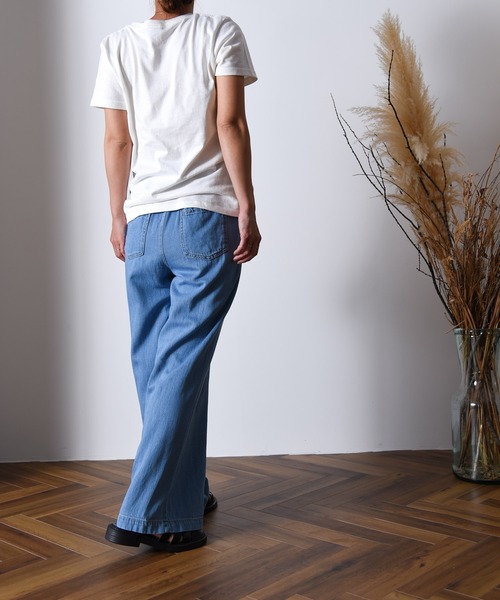 folka（フォルカ）の「1- 綿麻デニム ワイドパンツ  綿  麻 デニム ワイド パンツ ジーンズ コットン（デニムパンツ・レディース・ワンウォッシュ/ダークインディゴブルー/ライトインディゴブルー・FREE）」の19枚目の写真