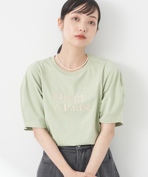 earth music&ecology(アースミュージックアンドエコロジー)の「フォルムスリーブ刺繍ロゴTEE(Tシャツ/カットソー・レディース・ミント/クリーム/オフホワイト・FREE)」の3枚目の写真