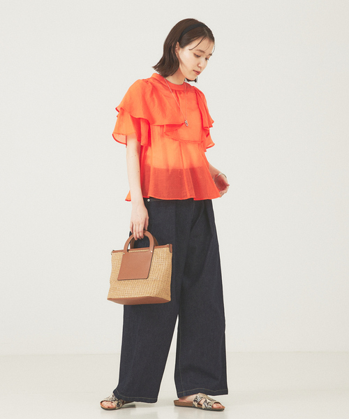 abahouse mavie（アバハウスマヴィ）の「シアーフレア袖ブラウス（シャツ/ブラウス・レディース・ホワイト/ブラック/オレンジ・フリー）」の5枚目の写真