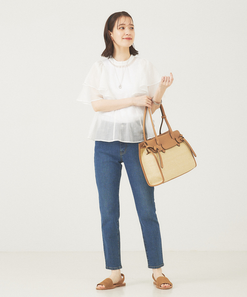 abahouse mavie（アバハウスマヴィ）の「シアーフレア袖ブラウス（シャツ/ブラウス・レディース・ホワイト/ブラック/オレンジ・フリー）」の8枚目の写真