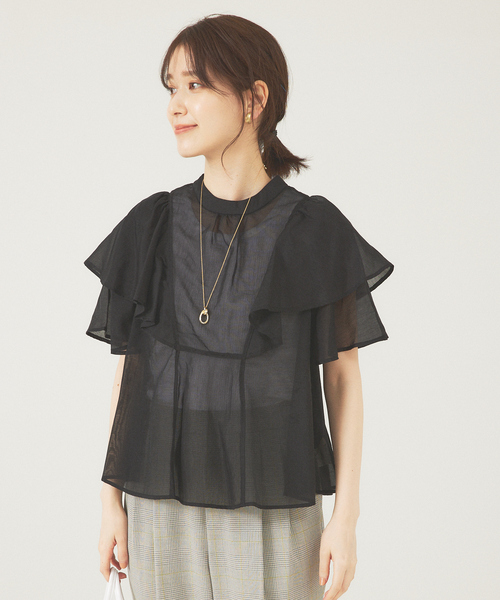 abahouse mavie（アバハウスマヴィ）の「シアーフレア袖ブラウス（シャツ/ブラウス・レディース・ホワイト/ブラック/オレンジ・フリー）」の12枚目の写真