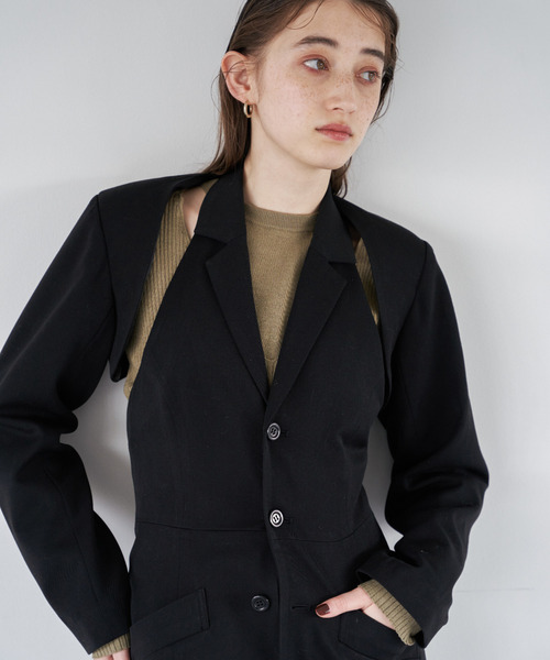 EMMA LIMBER(エマリンバー)の「Layered Jacket(テーラードジャケット・レディース・ブラック/クリーム・M/S)」の2枚目の写真