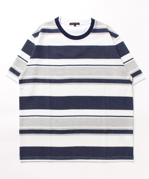 m.f.editorial(エムエフエディトリアル)の「m.f.エディトリアル メンズ ポップコーンボーダー クルーネック長袖Tシャツ(Tシャツ/カットソー・メンズ・ネイビー/グリーン系その他・X-LARGE/LARGE/MEDIUM)」の4枚目の写真