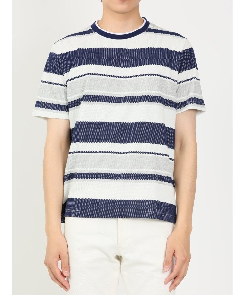 m.f.editorial(エムエフエディトリアル)の「m.f.エディトリアル メンズ ポップコーンボーダー クルーネック長袖Tシャツ(Tシャツ/カットソー・メンズ・ネイビー/グリーン系その他・X-LARGE/LARGE/MEDIUM)」の5枚目の写真