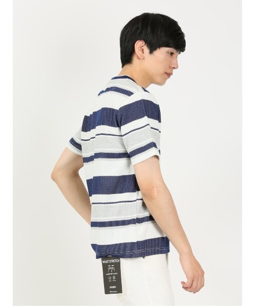 m.f.editorial(エムエフエディトリアル)の「m.f.エディトリアル メンズ ポップコーンボーダー クルーネック長袖Tシャツ(Tシャツ/カットソー・メンズ・ネイビー/グリーン系その他・X-LARGE/LARGE/MEDIUM)」の6枚目の写真