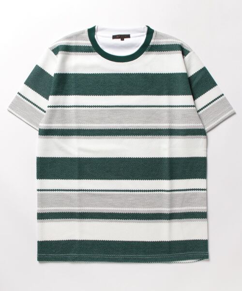 m.f.editorial(エムエフエディトリアル)の「m.f.エディトリアル メンズ ポップコーンボーダー クルーネック長袖Tシャツ(Tシャツ/カットソー・メンズ・ネイビー/グリーン系その他・X-LARGE/LARGE/MEDIUM)」の7枚目の写真