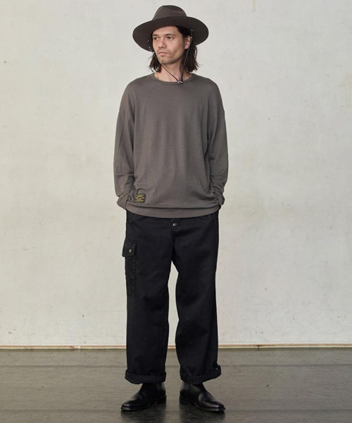 EGO TRIPPING（エゴトリッピング）の「mlt4327-WASHABLE WOOL TEE カットソー（Tシャツ/カットソー・メンズ・ダークベージュ/ライトグレー/ブラック・46/48）」の6枚目の写真