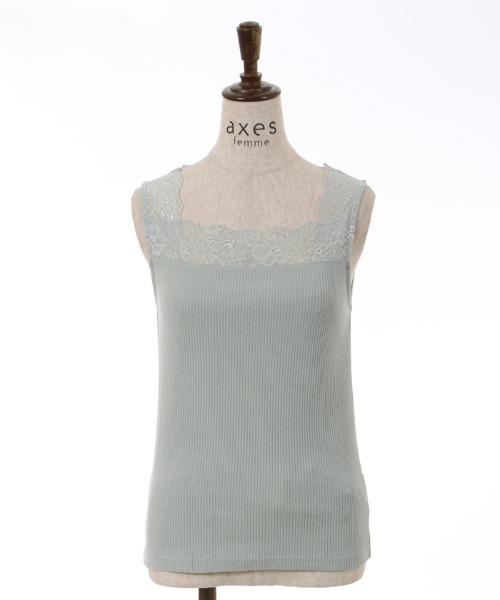 axes femme アクシーズファム　リボン　レース　タンクトップ　キャミ axes femme（アクシーズファム）の「2WAYレースリブタンク