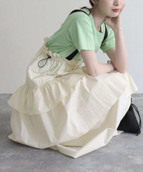 fredy emue（フレディエミュ）の「アシメティアードキャミワンピース（ワンピース・レディース・アイボリー/カーキ・38）」の17枚目の写真