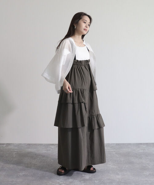 fredy emue（フレディエミュ）の「アシメティアードキャミワンピース（ワンピース・レディース・アイボリー/カーキ・38）」の19枚目の写真