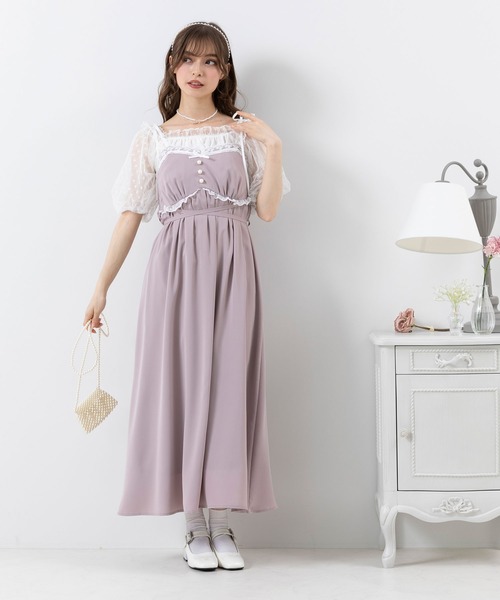 DearMyLoveRose（ディアマイラブローズ）の「レースランジェリー風キャミワンピース（ワンピース・レディース・ブルー/ブラック/ベージュ・LARGE/XX-LARGE/X-LARGE）」の3枚目の写真