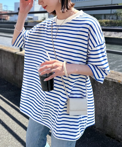and per se レディースボーダー　モックネックシャツ and per se レディースボーダー モックネックシャツ AND PER SE
