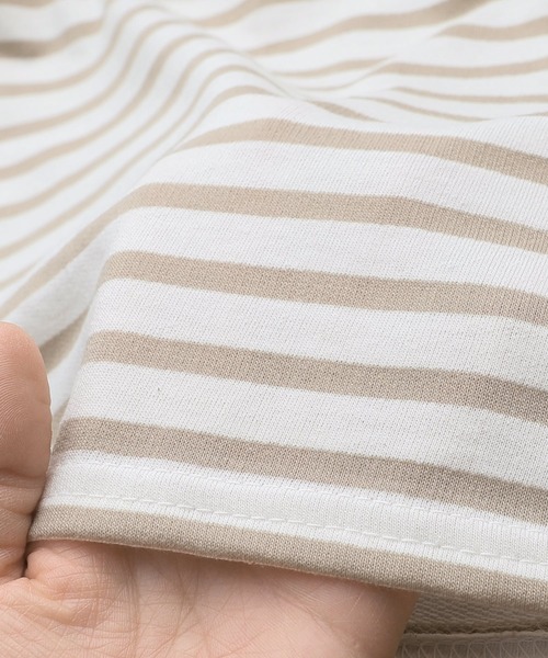 reca（レカ）の「ゆったり体型カバー！ボーダー＆無地オーバーサイズモックネックTシャツ（Tシャツ/カットソー・レディース・ホワイト系その他/オートミール/ホワイト×ブラック/チャコールグレー/オフホワイト/イエロー/ホワイト×ブルー/ホワイト×レッド・FREE）」の22枚目の写真