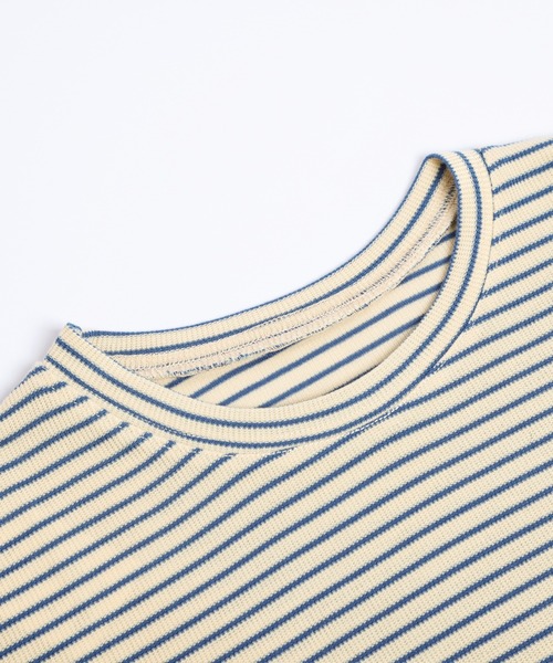 AMELY（エミリー）の「ボーダートップス（Tシャツ/カットソー・レディース・ブルー系2/パープル系1/ブラック系2/ブラック系1/オレンジ系1/ブルー系1/ブラウン系2/ベージュ系2/グリーン系1/オレンジ系2・フリー）」の12枚目の写真