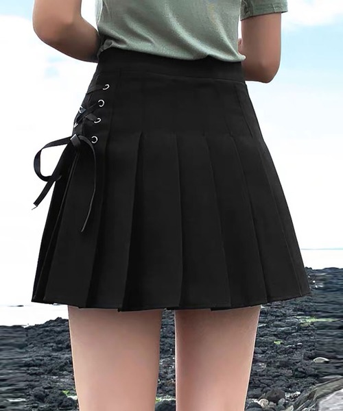 NinaetLina(ニナエリナ)の「Aラインレースアッププリーツスカート(スカート・レディース・ブラック/ホワイト・S/M/L)」の5枚目の写真