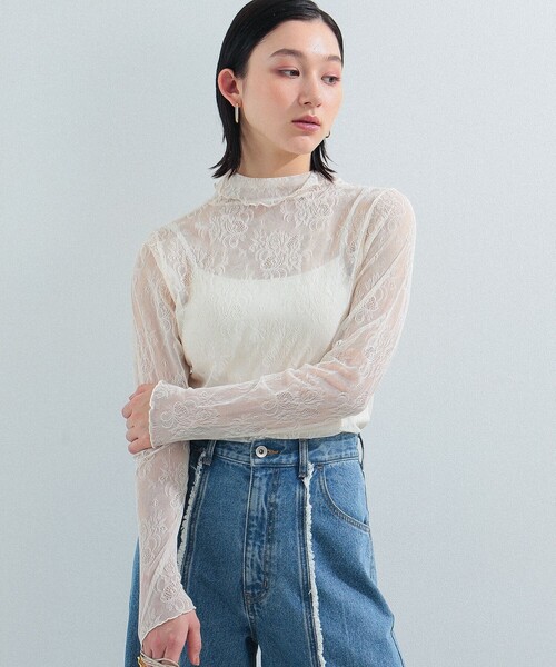 Ray BEAMS（レイビームス）の「Ray BEAMS / ストレッチ レース ハイネック トップス（Tシャツ/カットソー・レディース・ブラック/ホワイト系その他6/ラベンダー・ONE SIZE）」の8枚目の写真