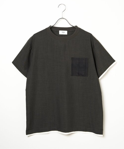 ikka(イッカ)の「【セットアップ対応】イージーケアリネンライクシャツT(シャツ/ブラウス・メンズ・ネイビー/ベージュ/グリーン/ワイン・S/M/L/XL)」の5枚目の写真