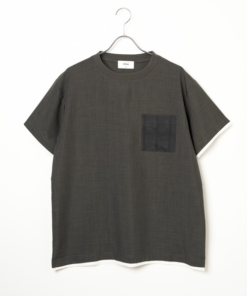 ikka(イッカ)の「【セットアップ対応】イージーケアリネンライクシャツT(シャツ/ブラウス・メンズ・ネイビー/ベージュ/グリーン/ワイン・S/M/L/XL)」の2枚目の写真