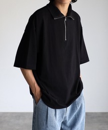 CREARE -LINO- | 【USAコットン】ヘビーウエイト オーバーサイズ ハーフZIP ルーズ TEE <ユニセックス>(Tシャツ/カットソー)