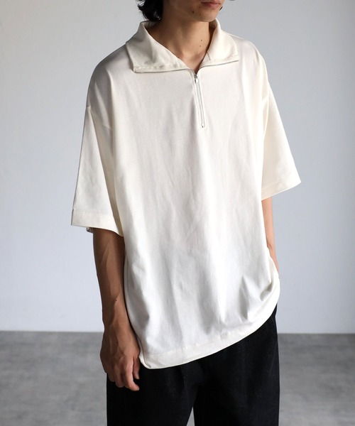 CREARE -LINO-(クレアーレリノ)の「【USAコットン】ヘビーウエイト オーバーサイズ ハーフZIP ルーズ TEE <ユニセックス>(Tシャツ/カットソー・メンズ・チャコールグレー/ブラック/アイボリー・M/L)」の7枚目の写真