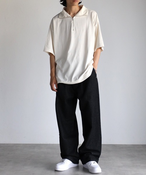 CREARE -LINO-(クレアーレリノ)の「【USAコットン】ヘビーウエイト オーバーサイズ ハーフZIP ルーズ TEE <ユニセックス>(Tシャツ/カットソー・メンズ・チャコールグレー/ブラック/アイボリー・M/L)」の8枚目の写真