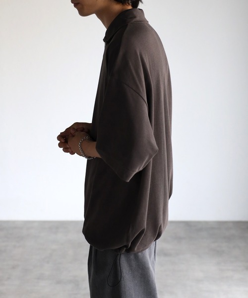 CREARE -LINO-(クレアーレリノ)の「【USAコットン】ヘビーウエイト オーバーサイズ ハーフZIP ルーズ TEE <ユニセックス>(Tシャツ/カットソー・メンズ・チャコールグレー/ブラック/アイボリー・M/L)」の13枚目の写真