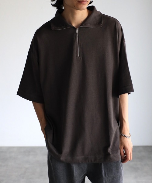 CREARE -LINO-(クレアーレリノ)の「【USAコットン】ヘビーウエイト オーバーサイズ ハーフZIP ルーズ TEE <ユニセックス>(Tシャツ/カットソー・メンズ・チャコールグレー/ブラック/アイボリー・M/L)」の21枚目の写真