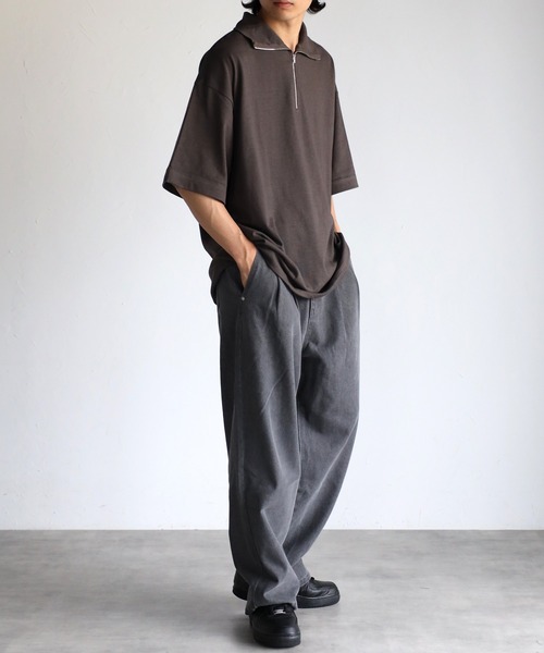 CREARE -LINO-(クレアーレリノ)の「【USAコットン】ヘビーウエイト オーバーサイズ ハーフZIP ルーズ TEE <ユニセックス>(Tシャツ/カットソー・メンズ・チャコールグレー/ブラック/アイボリー・M/L)」の17枚目の写真