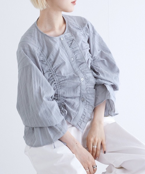 美品☆ドゥロワー タフタフリルブラウス 36 美品☆ドゥロワー タフタフリルブラウス 36