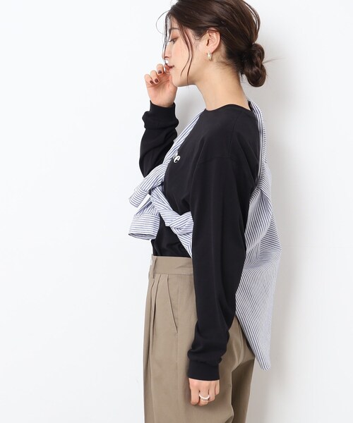 SHOO・LA・RUE(シューラルー)の「◆大人の抜け感コーデに ラウンドヘム プリントロンT(Tシャツ/カットソー・レディース・ピンク系6/ブルー系2/ブラック系/ベージュ系その他2/ベージュ系その他6/チャコール/ホワイト系その他4/ホワイト系その他・02/03/04)」の10枚目の写真