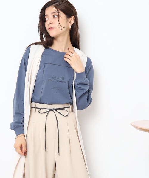 SHOO・LA・RUE(シューラルー)の「◆大人の抜け感コーデに ラウンドヘム プリントロンT(Tシャツ/カットソー・レディース・ピンク系6/ブルー系2/ブラック系/ベージュ系その他2/ベージュ系その他6/チャコール/ホワイト系その他4/ホワイト系その他・02/03/04)」の13枚目の写真