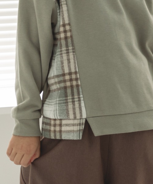 pairmanon（ペアマノン）の「チェック柄 切替えデザイントレーナー（スウェット・キッズ・グレー系その他2/ブラウン系その他/グレー系その他/ブルー系その他・100/110/140/150/120/130/90）」の5枚目の写真