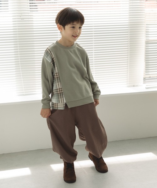 pairmanon（ペアマノン）の「チェック柄 切替えデザイントレーナー（スウェット・キッズ・グレー系その他2/ブラウン系その他/グレー系その他/ブルー系その他・100/110/140/150/120/130/90）」の6枚目の写真
