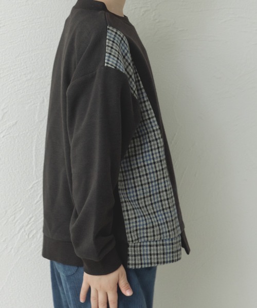 pairmanon（ペアマノン）の「チェック柄 切替えデザイントレーナー（スウェット・キッズ・グレー系その他2/ブラウン系その他/グレー系その他/ブルー系その他・100/110/140/150/120/130/90）」の7枚目の写真