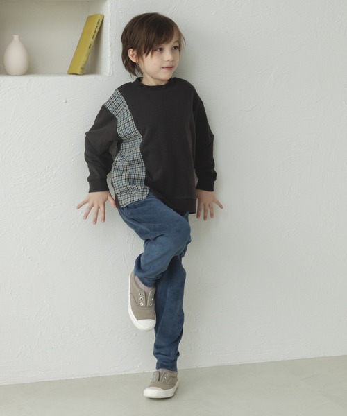 pairmanon（ペアマノン）の「チェック柄 切替えデザイントレーナー（スウェット・キッズ・グレー系その他2/ブラウン系その他/グレー系その他/ブルー系その他・100/110/140/150/120/130/90）」の8枚目の写真