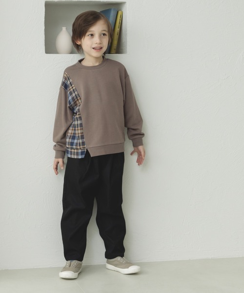 pairmanon（ペアマノン）の「チェック柄 切替えデザイントレーナー（スウェット・キッズ・グレー系その他2/ブラウン系その他/グレー系その他/ブルー系その他・100/110/140/150/120/130/90）」の10枚目の写真
