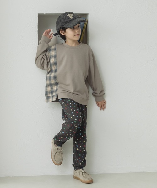 pairmanon（ペアマノン）の「チェック柄 切替えデザイントレーナー（スウェット・キッズ・グレー系その他2/ブラウン系その他/グレー系その他/ブルー系その他・100/110/140/150/120/130/90）」の12枚目の写真