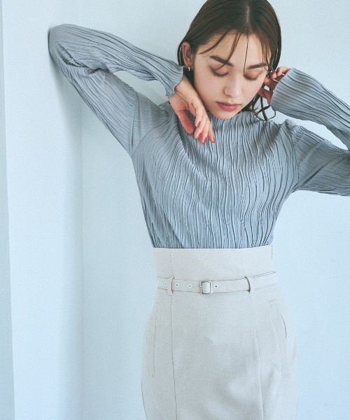 mysty woman（ミスティウーマン）の「【WEB限定】ニュアンスカラークシュクシュプルオーバー 977523（Tシャツ/カットソー・レディース・ライム/モカ/グレー/オフホワイト/ブラック・FREE）」の4枚目の写真