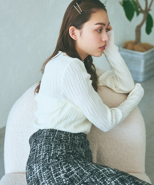 mysty woman（ミスティウーマン）の「【WEB限定】ニュアンスカラークシュクシュプルオーバー 977523（Tシャツ/カットソー・レディース・ライム/モカ/グレー/オフホワイト/ブラック・FREE）」の2枚目の写真