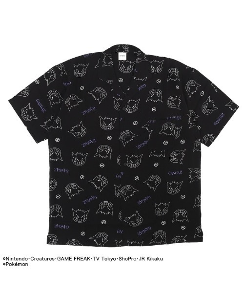 ポケモン シャツ 長袖シャツ ブラック ゲンガー 総柄 ポケットモンスター ゲンガー ブラック Tシャツ LLサイズ
