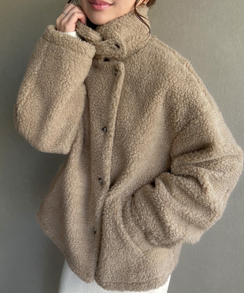 JUNOAH（ジュノア）の「2wayスタンドカラーショートボアコート