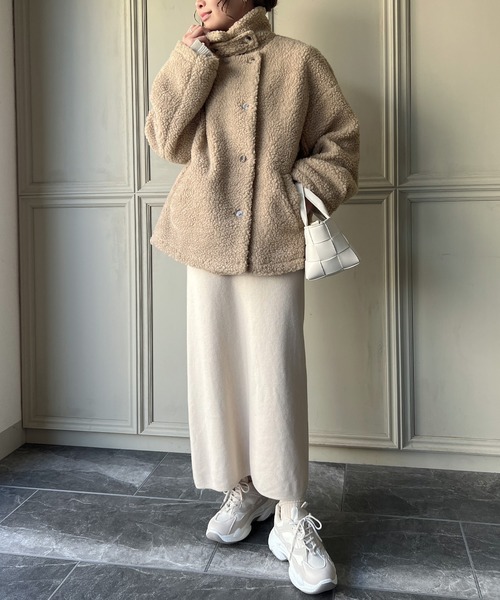 JUNOAH（ジュノア）の「2wayスタンドカラーショートボアコート