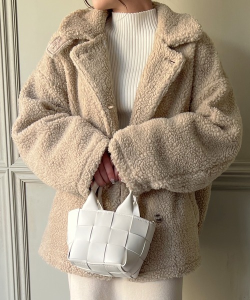 JUNOAH（ジュノア）の「2wayスタンドカラーショートボアコート