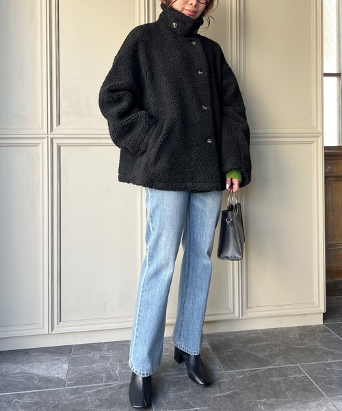 JUNOAH（ジュノア）の「2wayスタンドカラーショートボアコート