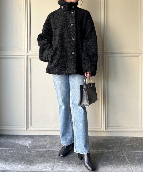 綺麗❗️ボアショートコート ふわふわモヘア 可愛い✨ ブラック クロエコレクション 綺麗❗️ボアショートコート ふわふわモヘア 可愛い✨ ブラック