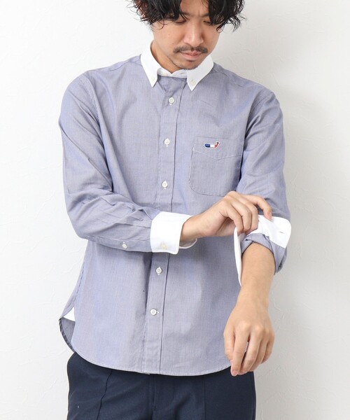 NOLLEY'S goodman（ノーリーズグッドマン）の「クジラ刺しゅう ボタンダウンシャツ（シャツ/ブラウス・メンズ・ホワイト/ブルー系その他/ライトパープル/ネイビー/ブルー/ホワイト系その他・L/M/XL/S）」の7枚目の写真