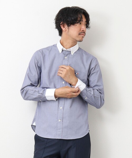 NOLLEY'S goodman（ノーリーズグッドマン）の「クジラ刺しゅう ボタンダウンシャツ（シャツ/ブラウス・メンズ・ホワイト/ブルー系その他/ライトパープル/ネイビー/ブルー/ホワイト系その他・L/M/XL/S）」の8枚目の写真