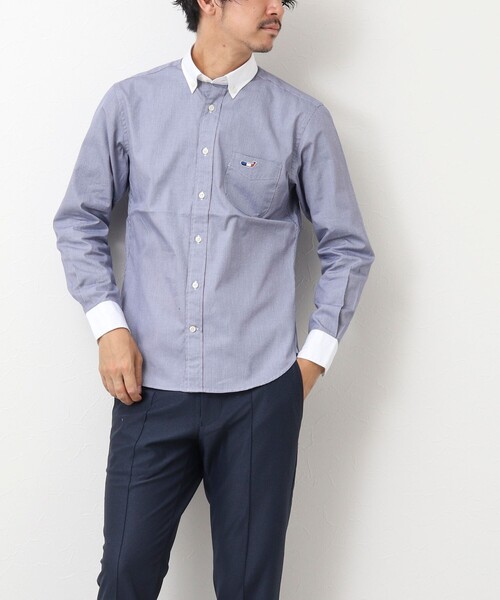 NOLLEY'S goodman（ノーリーズグッドマン）の「クジラ刺しゅう ボタンダウンシャツ（シャツ/ブラウス・メンズ・ホワイト/ブルー系その他/ライトパープル/ネイビー/ブルー/ホワイト系その他・L/M/XL/S）」の9枚目の写真